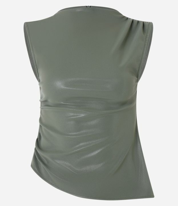 Blusa en PU con Drapeado Lateral y Cremallera 5
