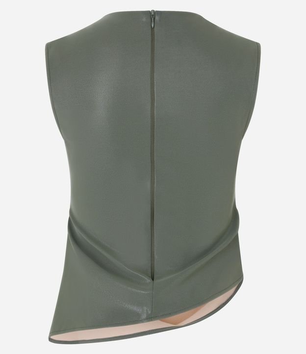 Blusa en PU con Drapeado Lateral y Cremallera 6