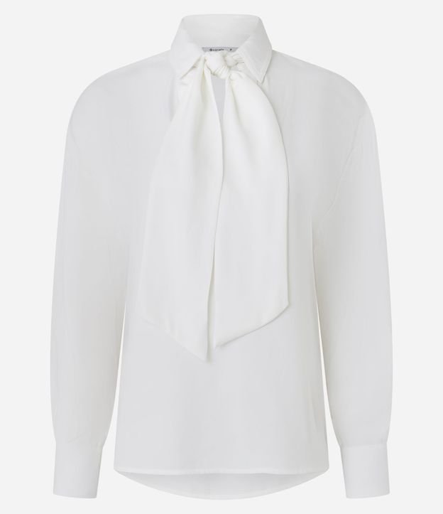 Camisa en Crepé con Cuello Lazo y Manga Larga 5