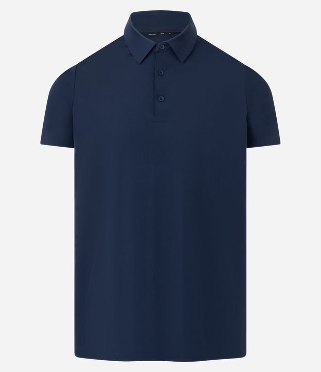 Camisa Polo Slim en Poliamida con Botones en el Cuello