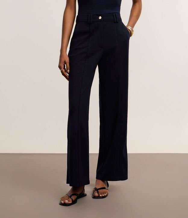Pantalón Wide Cintura Baja en Crepé con Frisos 4