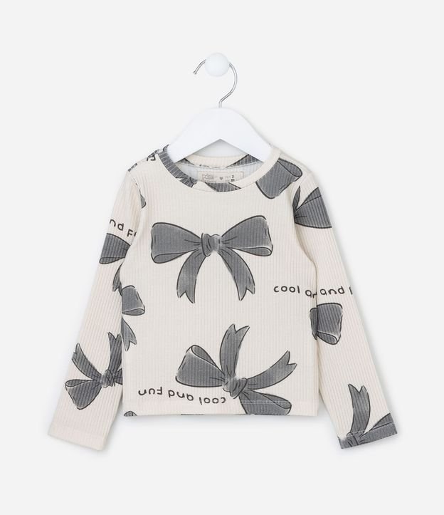 Blusa Infantil Acanalada con Estampa de Enlaces - Talle 1 a 6 Años
