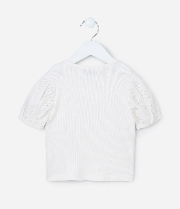 Blusa Infantil en Rib con Broderie en la Manga - Talle 1 a 6 años 2