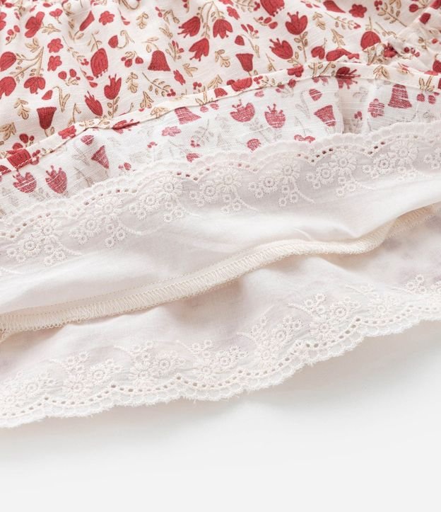 Pollera Infantil con Volado y Estampa Floral - Talle 1 a 6 años 4