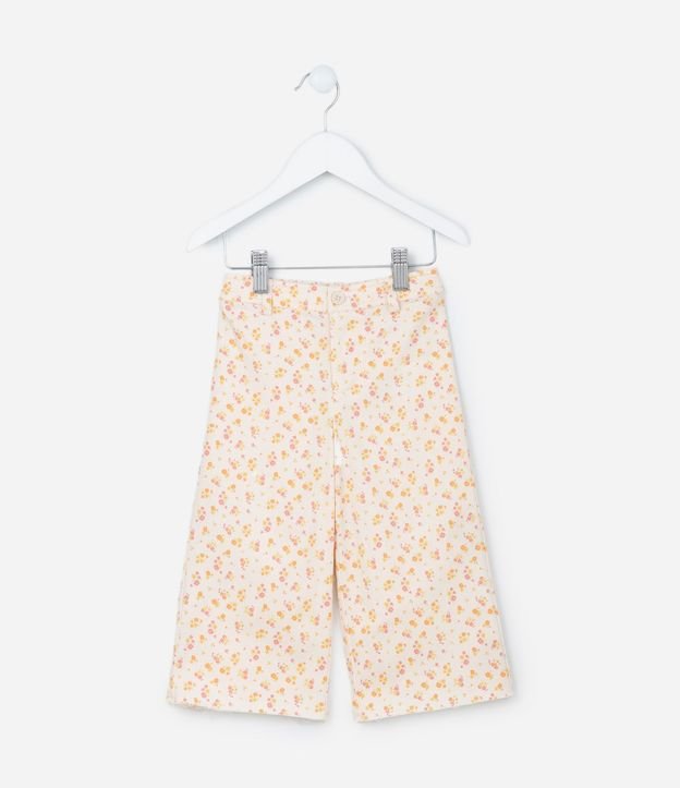 Pantalón Wide Leg Infantil con Estampa Floral - Talle 1 a 6 años