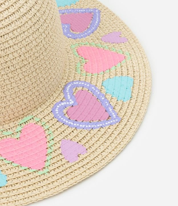 Sombrero de Paja Infantil Estampa de Corazones - Talle único 3