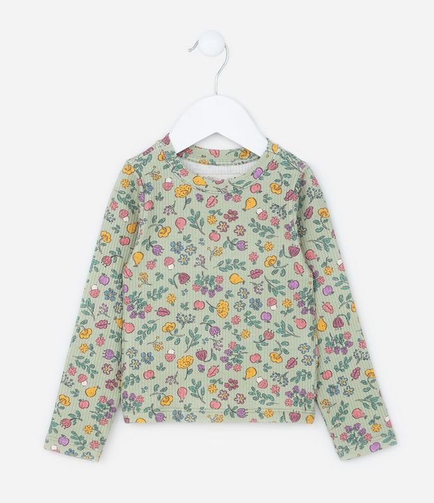 Blusa Infantil Acanalada con Estampa Floral - Talle 1 a 6 años