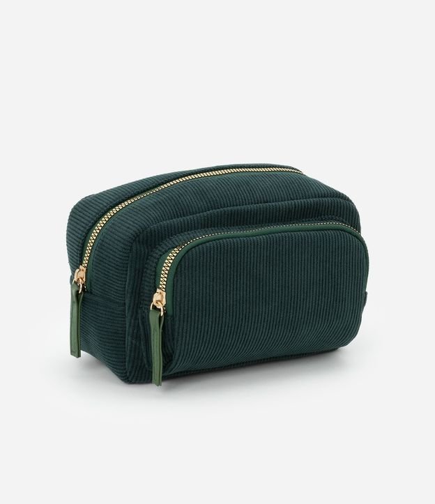 Neceser Rectangular Grande en Terciopelo Coctel con Pequeño Bolsillo Delantero