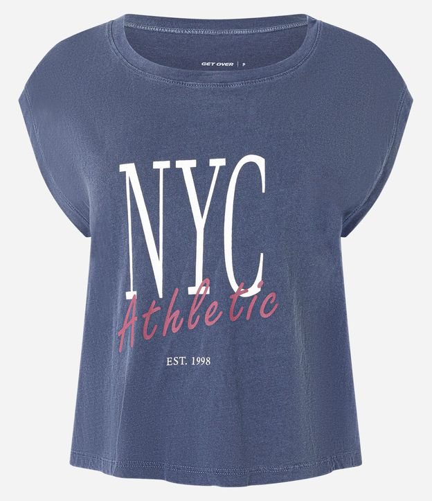 Remera Boxy deportiva en Algodón desteñido con Estampa NYC Athletic
