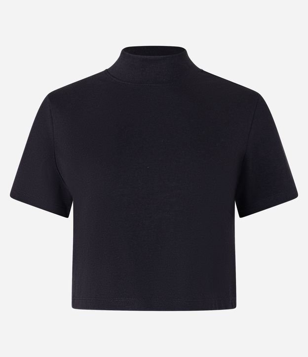 Blusa T-Shirt Cropped en Algodón con Cuello Alto 7