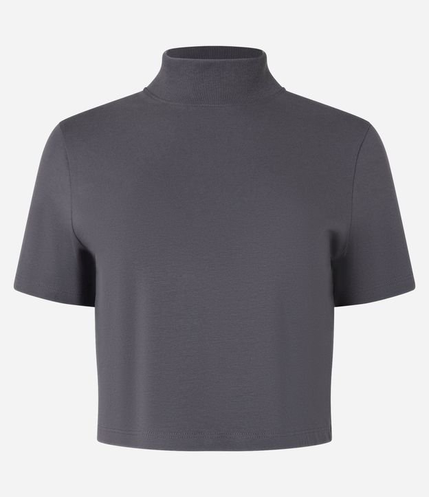 Blusa T-Shirt Cropped en Algodón con Cuello Alto 5