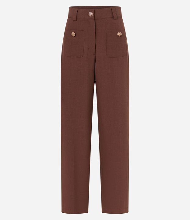 Pantalón Recto Sastrería Cintura Alta con Botones de Escudo 5