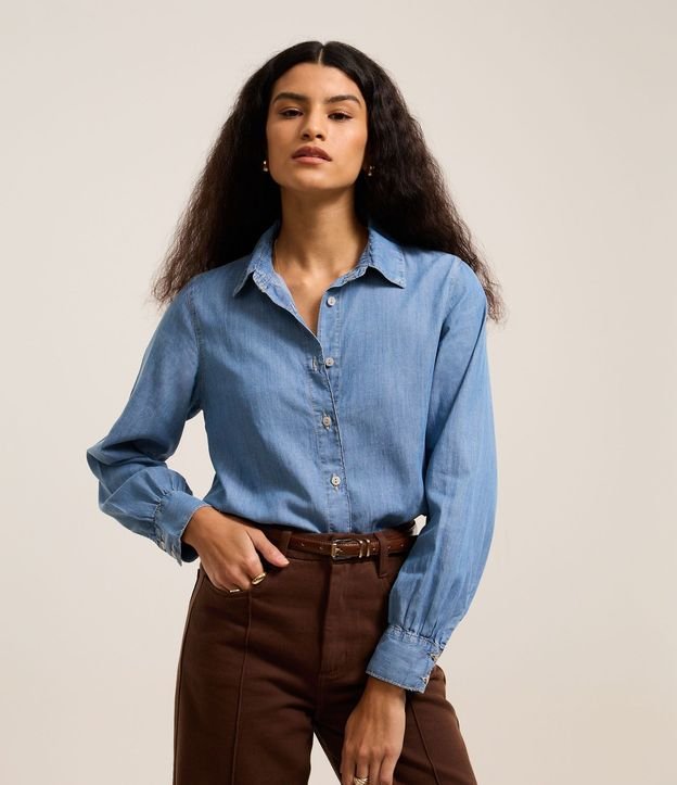 Camisa Jeans Liocel con Fruncidos en los Puños