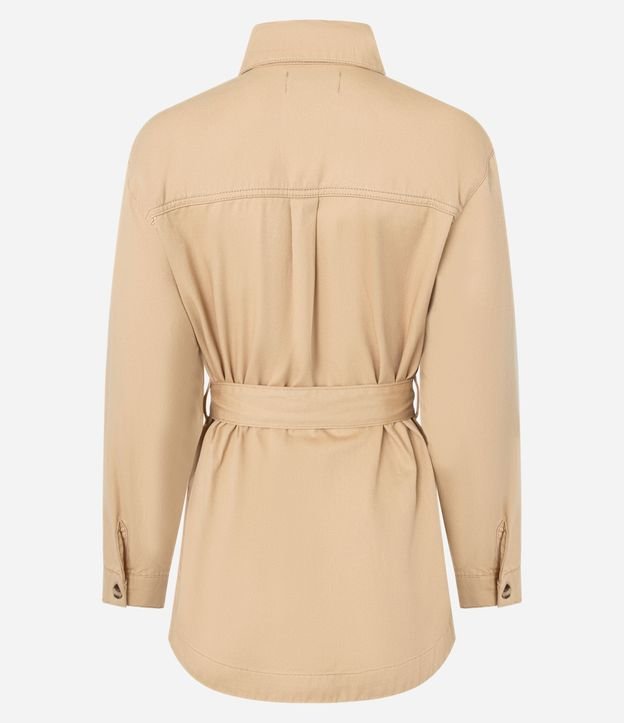 Campera Trench Coat en Sarga con Bolsillos y Lazo en la Cintura 6