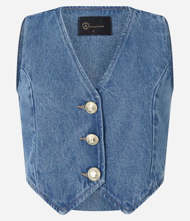 Chaleco en Jeans con Botones y Bajo en V