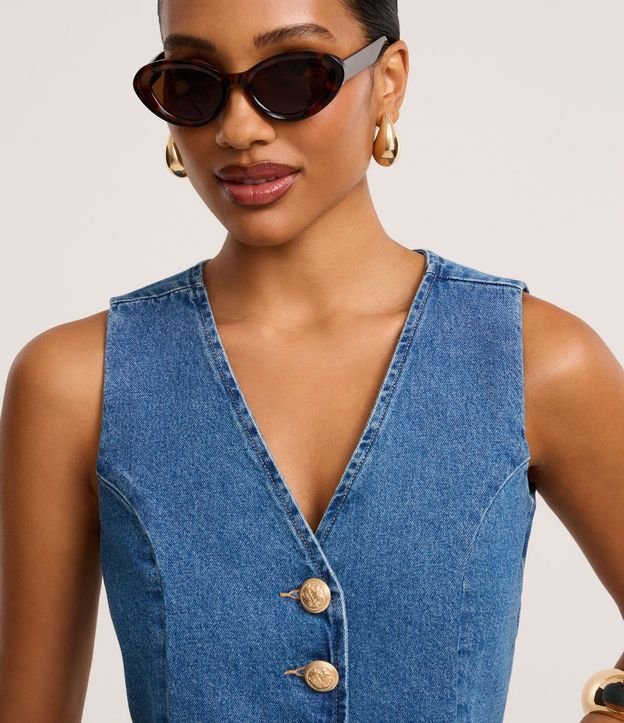 Chaleco en Jeans con Botones y Bajo en V 4