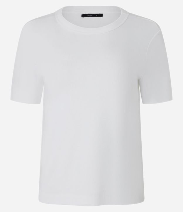 Blusa Básica Ajustada en Rib con Cuello Redondo