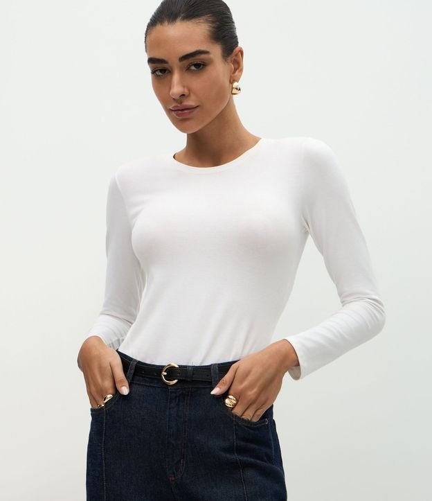 Blusa en Algodón con Cuello Redondo