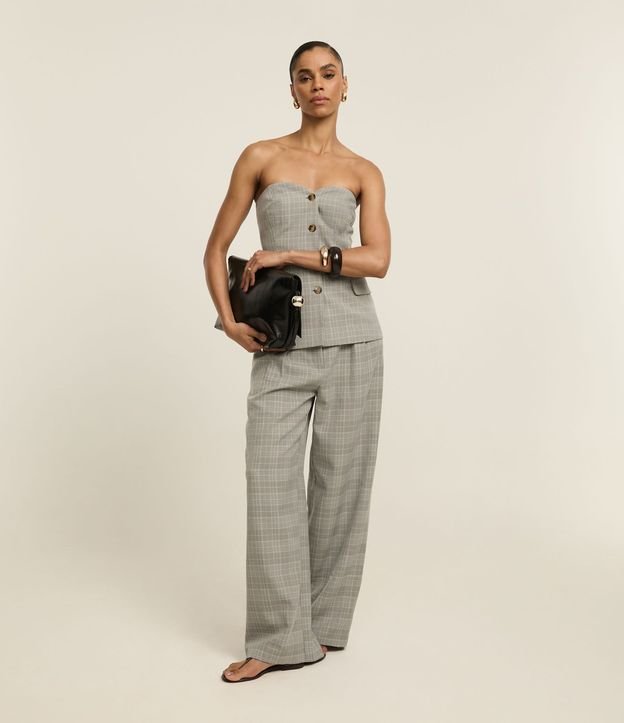 Pantalón Recto Sastrería con Estampa de Cuadros Príncipe de Gales 1
