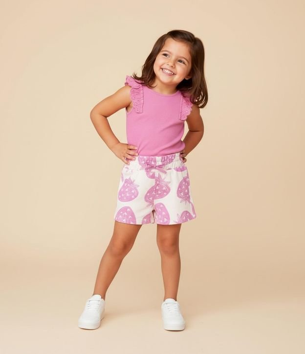 Musculosa Infantil en Rib con Volado en Broderie - Talle 1 a 5 años