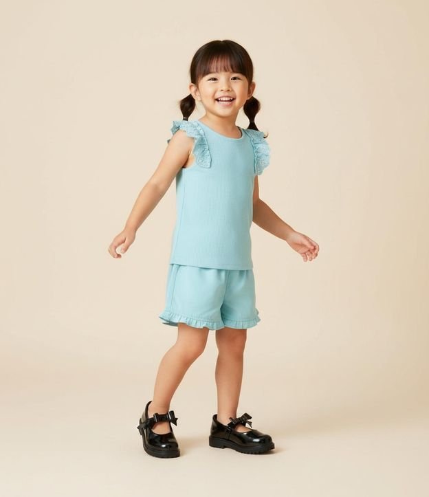 Musculosa Infantil en Rib con Volado en Broderie - Talle 1 a 5 años