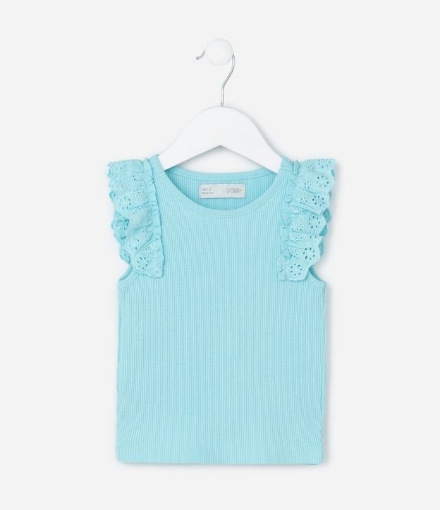 Musculosa Infantil en Rib con Volado en Broderie - Talle 1 a 5 años 2