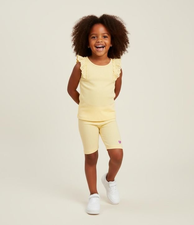 Musculosa Infantil en Rib con Volado en Broderie - Talle 1 a 5 años