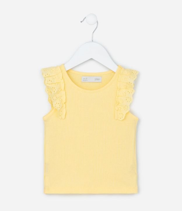 Musculosa Infantil en Rib con Volado en Broderie - Talle 1 a 5 años 2