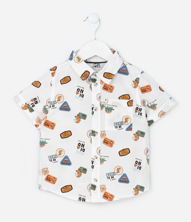 Camisa Infantil con Bolsillo y Estampa de Dinos - Talle 1 a 6 años