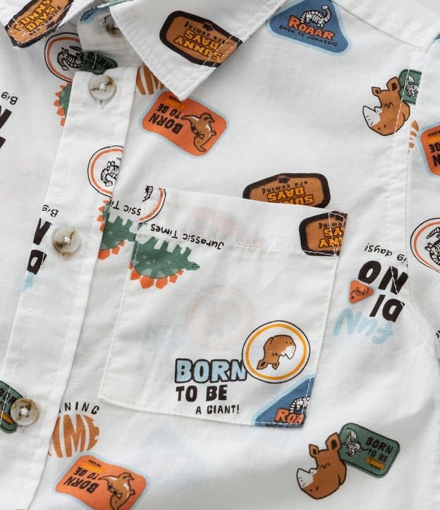 Camisa Infantil con Bolsillo y Estampa de Dinos - Talle 1 a 6 años 6