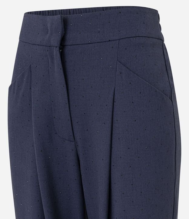 Pantalón Wide Leg Sastrería con Pliegues y Aplicación de Strass 9