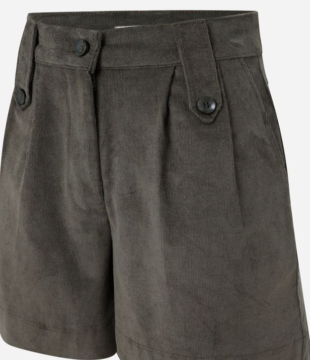 Short Recto Cintura Mediana en Terciopelo Cotelé y Pliegues 8