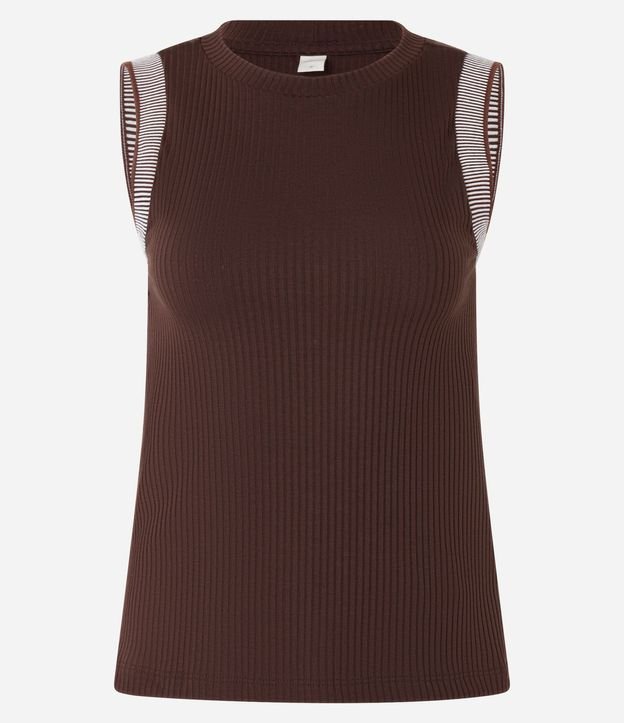 Blusa en Rib con Cuello redondo y sisa Rayada 5