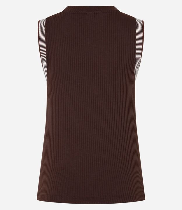 Blusa en Rib con Cuello redondo y sisa Rayada 7