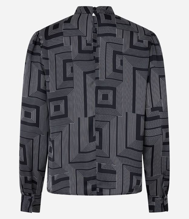Blusa Satinada con Cuello Padre y Estampado Geométrico 2