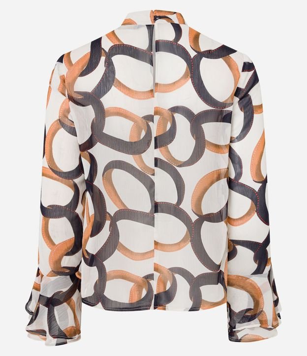 Blusa en Chiffon con Manga Sino y Estampa Anillos 8