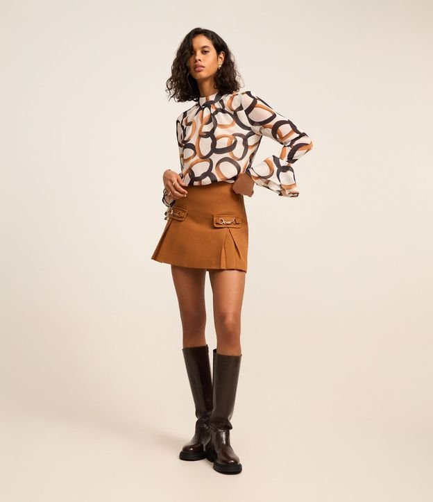 Blusa en Chiffon con Manga Sino y Estampa Anillos 2