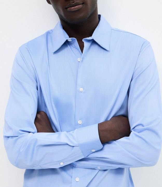 Camisa Slim con Fibra de Bambú Maquinetada con Rayas