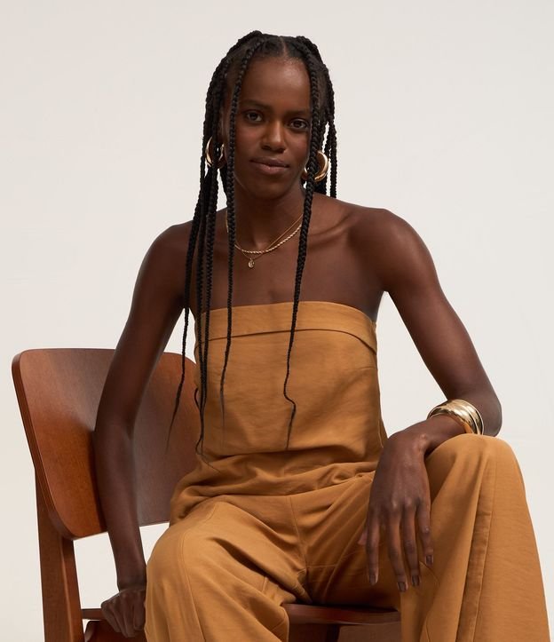 Blusa en Sastrería Twill Sin Breteles
