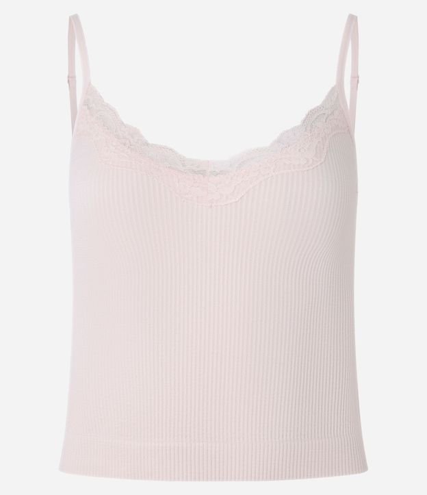 Blusa de Pijama Bretel Fino en Poliamida Seamless con Encaje