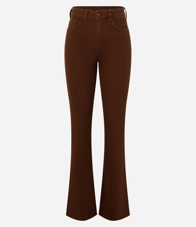 Pantalón Boot Cut Acanalada en Sarga con Botón Forrado 5
