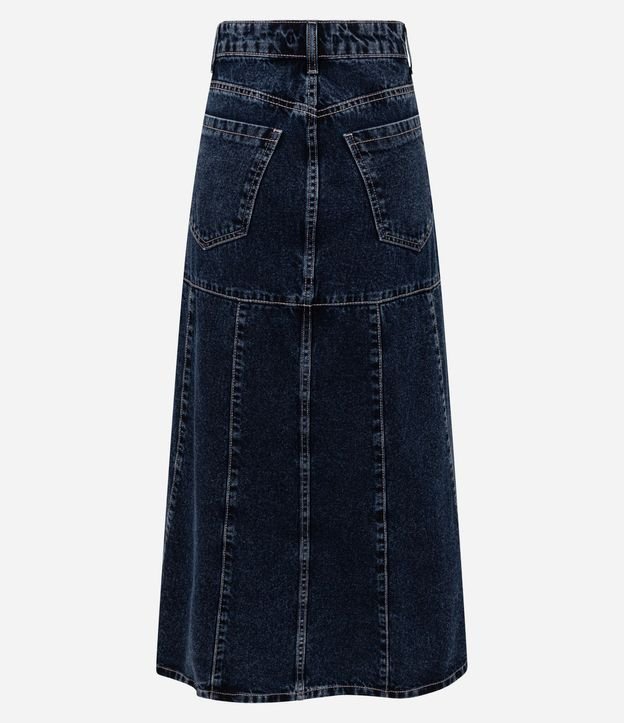 Pollera Midi Jeans con Abotonado Delantero y Recortes 9