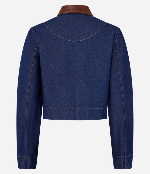 Campera Regular en Jeans con Cuello de PU 7