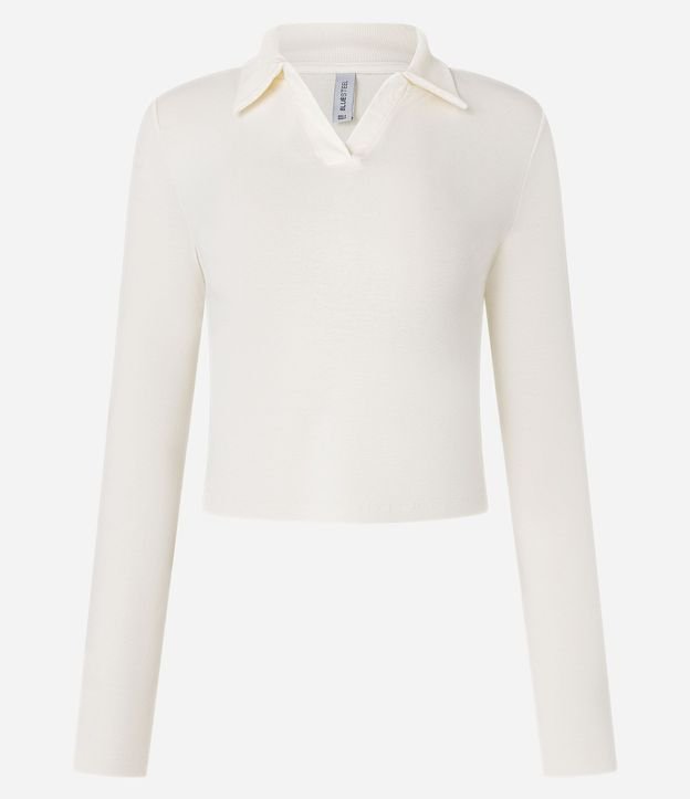 Blusa Polo en Rib de Algodón con Mangas Largas