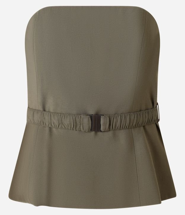 Blusa en Crepé sin Breteles con Cinturón Elástico