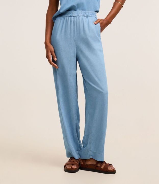 Pantalón recto en Jeans con Cintura Elástica Diferenciado 4