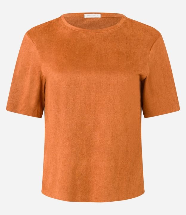 Blusa en Gamuza con Cuello Redondo y Manga Corta 6