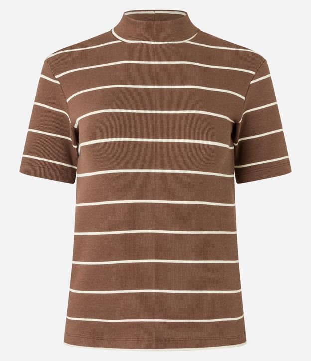 Blusa en Rib con Cuello Mediano y Estampa Rayada 5