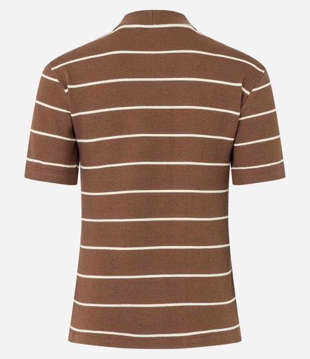 Blusa en Rib con Cuello Mediano y Estampa Rayada 7