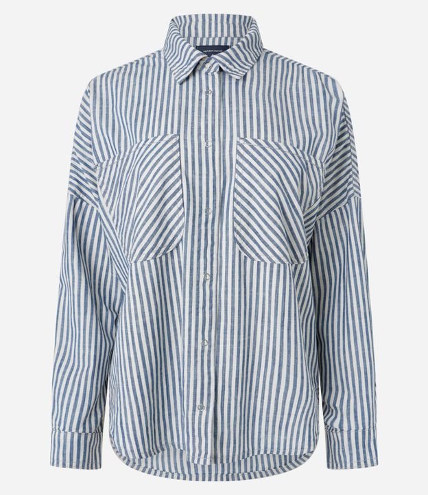 Camisa en Jeans con Bolsillos y Estampa de Rayas 5